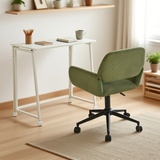 Ensemble avec bureau pliable blanc à roulettes et fauteuil en velours côtelé vert olive âââââââ€?ASCOLI & ROSS