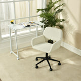 Fauteuil de bureau en velours côtelé beige, réglable en hauteur, rotation à 360° - ROSS