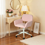 Fauteuil de bureau en velours côtelé rose, réglable en hauteur, rotation à 360° - ROSS
