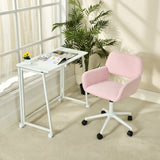 Fauteuil de bureau en velours côtelé rose, réglable en hauteur, rotation à 360° - ROSS