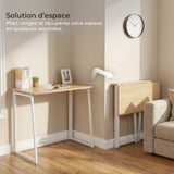 Folding Industrial Computer Office in Oak Wood and White Metal - Ascoli