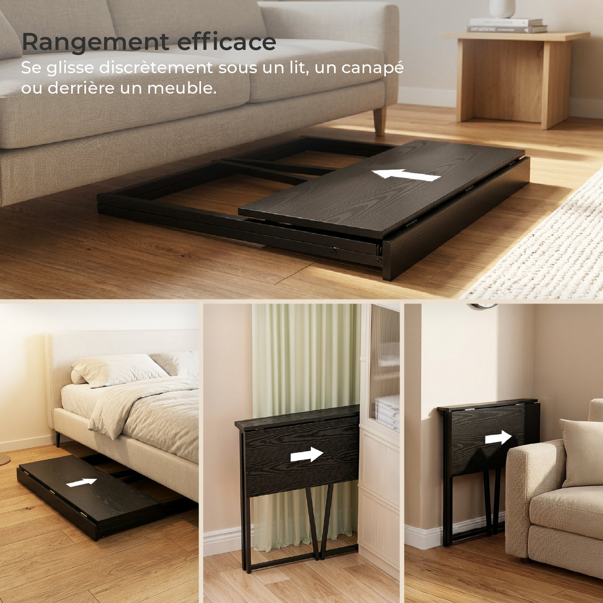 Foldable industrial desktop in wood and black metal - Ascoli