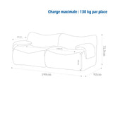 2-Sitzer-Schlafsofa aus dunkelgrauem Stoff mit Seitentaschen, modernes Schlafsofa