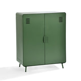 Armoire/Casier métallique vert au style industriel avec étagères et 2 portes - WALNUT