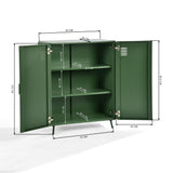 Armoire/Casier métallique vert au style industriel avec étagères et 2 portes - WALNUT