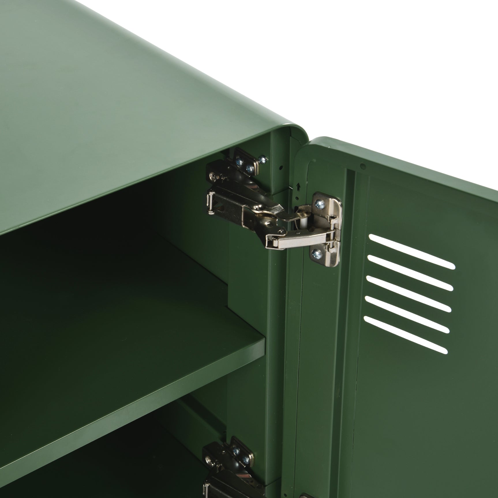 Armoire/Casier métallique vert au style industriel avec étagères et 2 portes - WALNUT