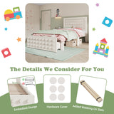 White child bed 90x200 cm with storage drawer and creative design in blocks, solid wood frame