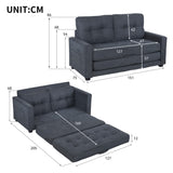 Canapé-lit 2 places en tissu gris foncé avec poches latérales, sofa convertible moderne
