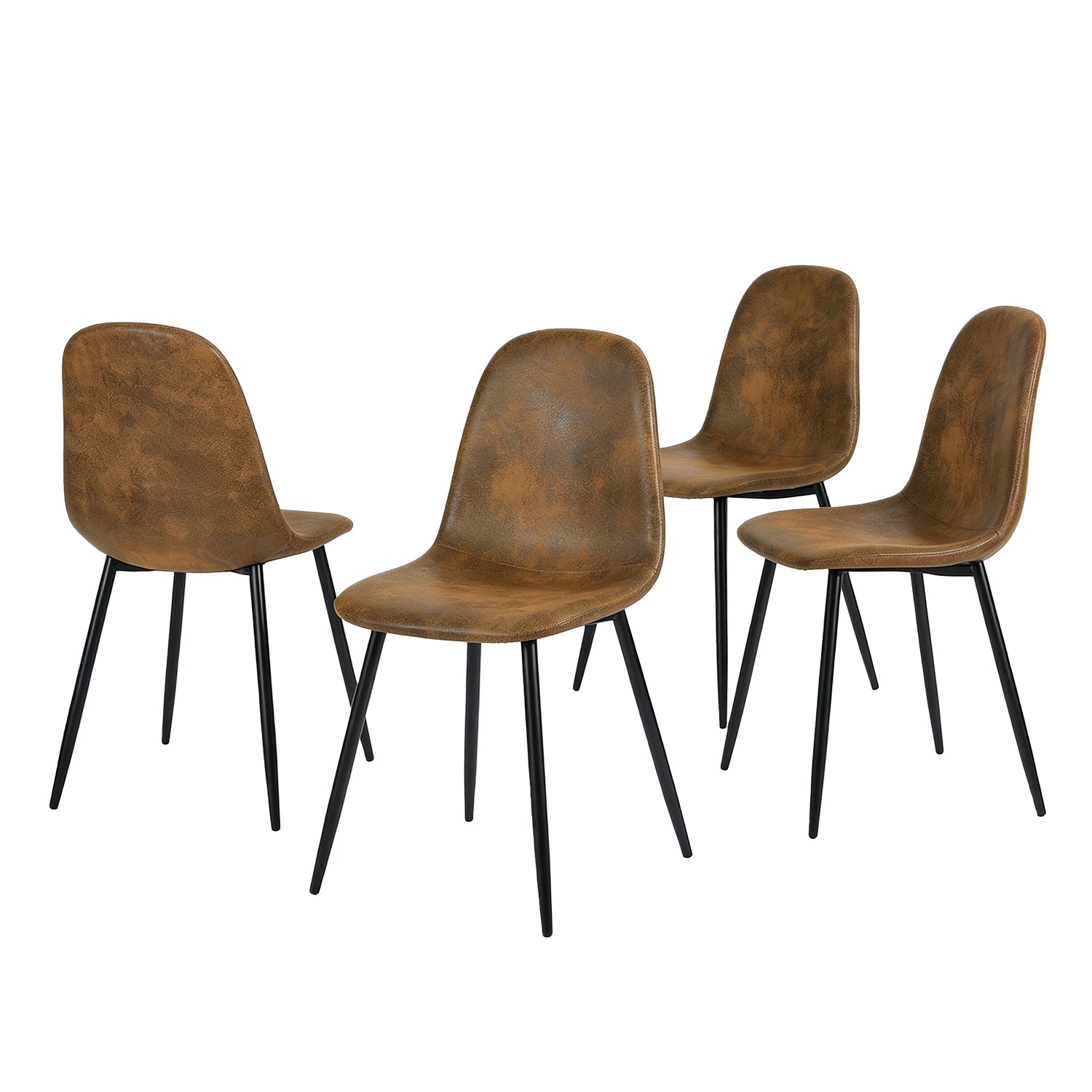 Lot de 4 chaises de salle à manger industrielles en suédine - CHARLTON