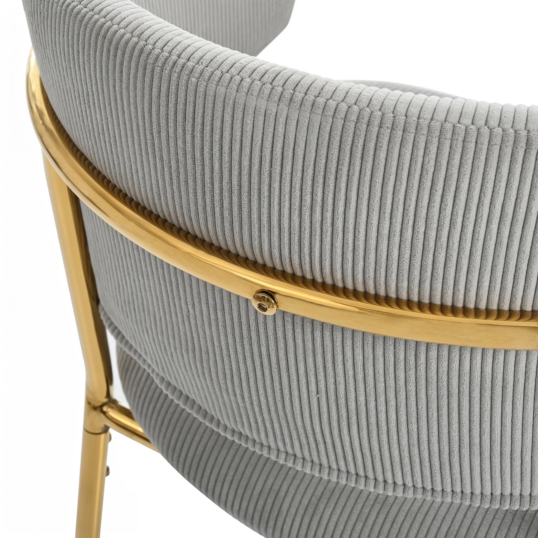 Set of 2 modern gray chopped fabric chairs with tilted wood and metal feet, ergonomic backrest and adjustable feet