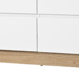 Commode blanche et chêne en panneau de particules E1 avec 6 tiroirs spacieux