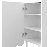 Modernes Weiß- und Holzbuffet mit 3 Schubladen und Schiebetüren mit Lamellen