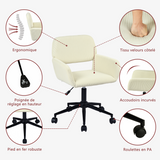 Ensemble avec table d’appoint noire pliable et fauteuil de bureau en velours côtelé beige âââââââ€?BASELINE & ROSS