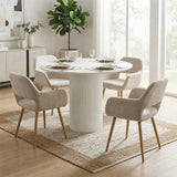 Set von 2 skandinavischen Esszimmer Sesseln mit beige Stoffarmlehnen - Cromwell