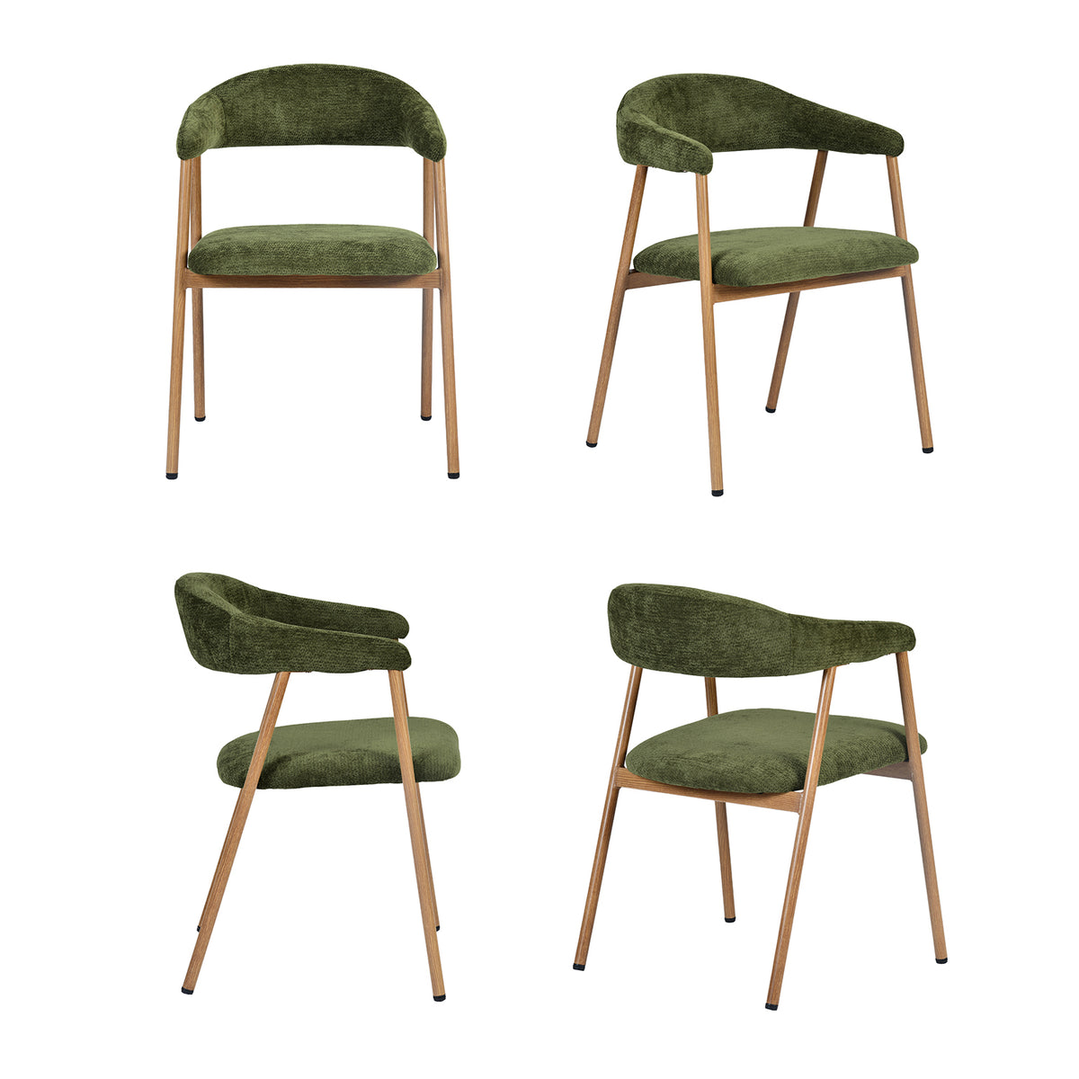 Set of 2 Scandinavian dining room armchairs with beige fabric armrests - Cromwell