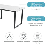 Ausziehbarer Esstisch 140/180 x 80 x 75 cm mit MDF-Platte in weißem Marmoreffekt und schwarzen Metallbeinen
