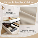Children's bed 90 × 190 cm padded (without mattresses) PU beige with arched headboard