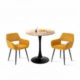 Round Table Table Table Table Timber Ø80 cm with 4 black velvet chairs, modern and comfortable style