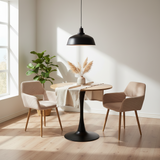 Round Table Table Table Table Timber Ø80 cm with 4 black velvet chairs, modern and comfortable style