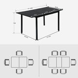 Ensemble table à manger extensible noire avec 4 chaises de salle à manger en PU, style scandinave