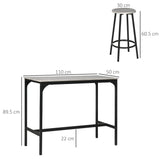 High table set with four Gray Metal Industrial Design Stools