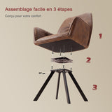Ensemble de salle à manger comprenant une table extensible et 4 fauteuil pivotant confortables en suédine