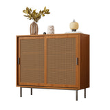 Buffet de cuisine en bois style campagne avec 2 portes coulissantes et étagères réglables â€?100 × 90 × 37 cm