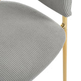Set of 2 modern gray chopped fabric chairs with tilted wood and metal feet, ergonomic backrest and adjustable feet