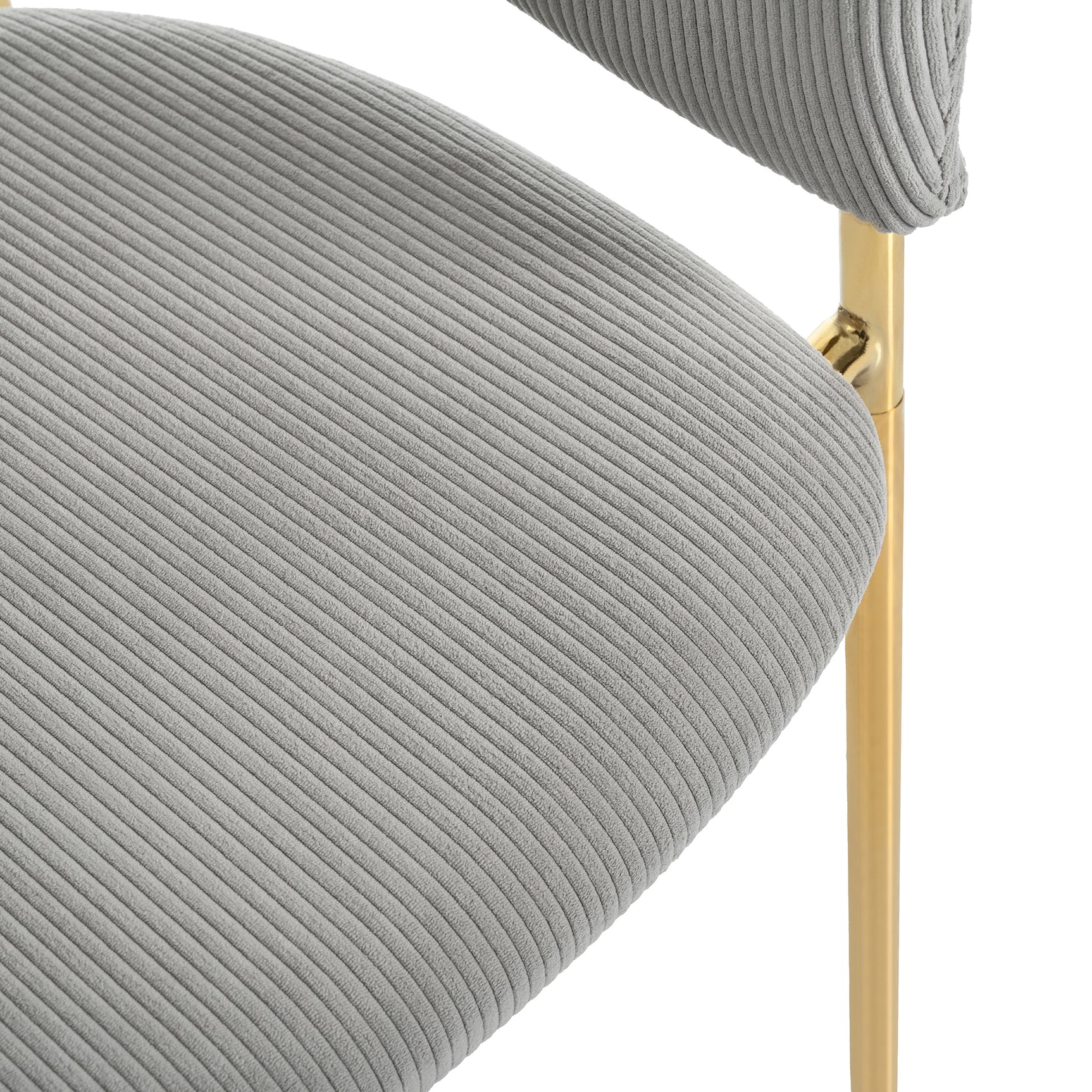 Set of 2 modern gray chopped fabric chairs with tilted wood and metal feet, ergonomic backrest and adjustable feet