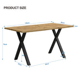 Moderner industrieller Esstisch 140x80 cm aus Holz in Eichenoptik mit gekreuzten Beinen aus schwarzem Metall