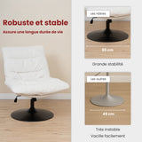 Fauteuil de loisirs réglable tissu mouton bouclette blanc pivotant à 360° - LAMBERY