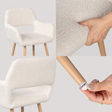 Lot de 4 fauteuils de salle à manger scandinaves avec accoudoirs tissu mouton bouclette beige - CROMWELL