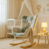 Scandinavian breastfeeding armchair with armrests in Aqua padded patchwork fabric - Epping