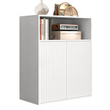 Buffet de rangement blanc 70x35x90 cm en MDF avec 2 portes magnétiques