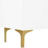 Modernes 4 -Door -Buffet weiß mit geschmitterten Glas- und Goldmetallfüßen, minimalistisches Design mit großem Stauraum