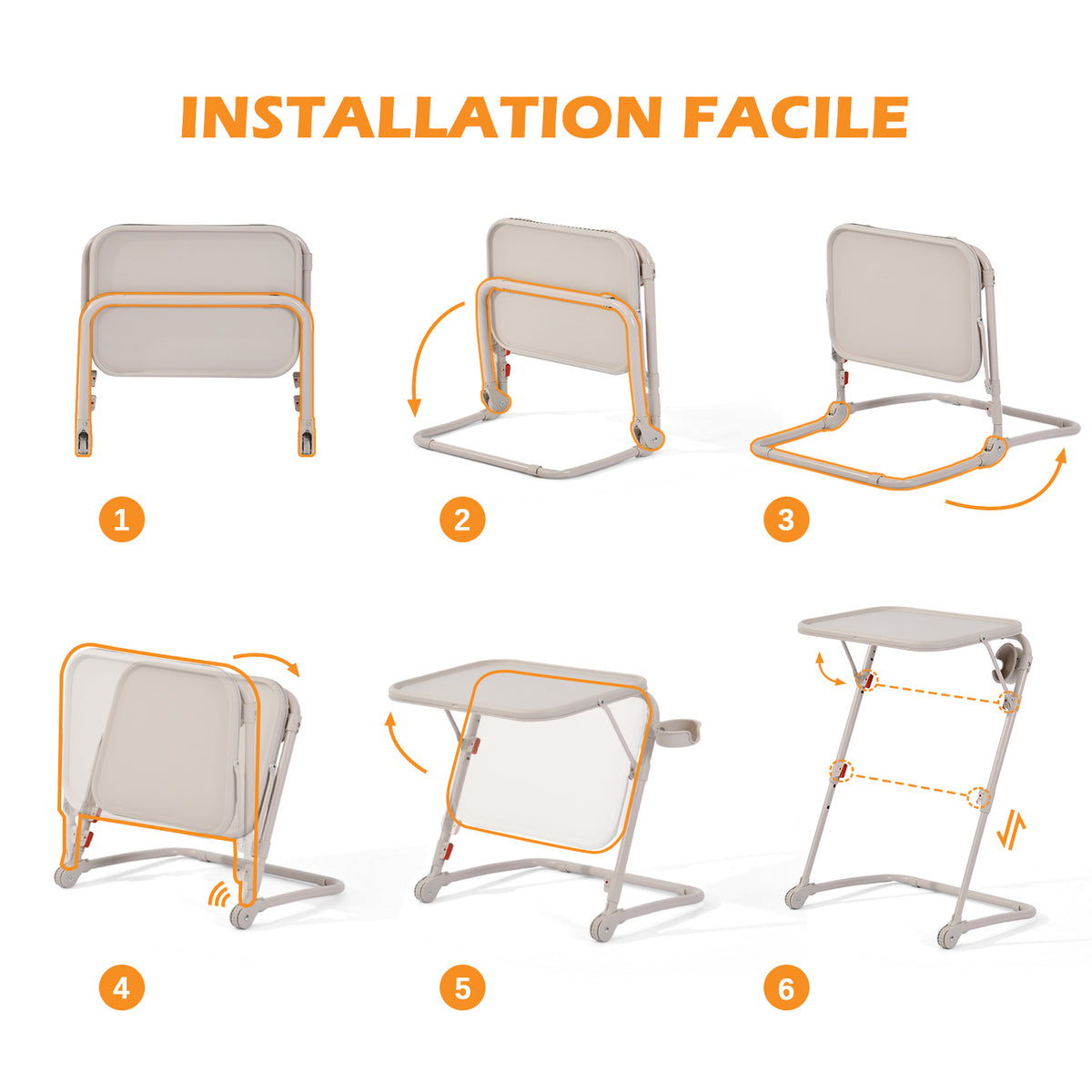 Foldable side table for laptop, adjustable sofa adjustable sofa with tilting tray and cup holder-baseline