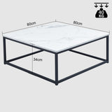 Zeitgenössischer Stil quadratischer Couchtisch, Marmoreffekt Holzschale, Black Metal Struktur - facto