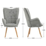 Fauteuil scandinave avec accoudoirs en tissu gris capitonné - KAS