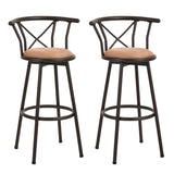 Lot de 2 tabourets de bar industriels pivotants avec dossier en tissu marron - HAILEY 29