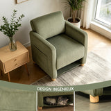 Lounge armchair with armrests in beige corduroy - DOMCO