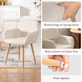 Lot de 2 fauteuils de salle à manger scandinaves avec accoudoirs en tissu mouton bouclette beige - CROMWELL