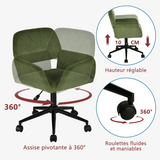 Ensemble avec table d’appoint noire pliable et fauteuil de bureau en velours côtelé vert olive âââââââ€?BASELINE & ROSS