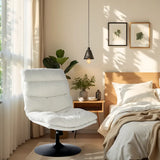 Fauteuil de loisirs réglable tissu mouton bouclette blanc pivotant à 360° - LAMBERY