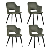 Lot de 4 chaises de salle à manger scandinaves avec accoudoirs en tissu résistant aux animaux et assise rembourré, vert - AKANJI CC