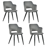 Lot de 4 chaises de salle à manger scandinaves avec accoudoirs en tissu résistant aux animaux et assise rembourrée, gris - AKANJI CC