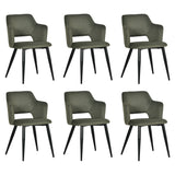 Lot de 6 chaises de salle à manger scandinaves avec accoudoirs en tissu résistant aux animaux et assise rembourrée, vert - AKANJI CC