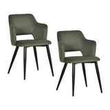 Lot de 2 chaises de salle à manger scandinaves avec accoudoirs en tissu résistant aux animaux et assise rembourrée, vert - AKANJI CC