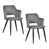 Lot de 2 chaises de salle à manger scandinaves avec accoudoirs en tissu résistant aux animaux et assise rembourrée, gris - AKANJI CC
