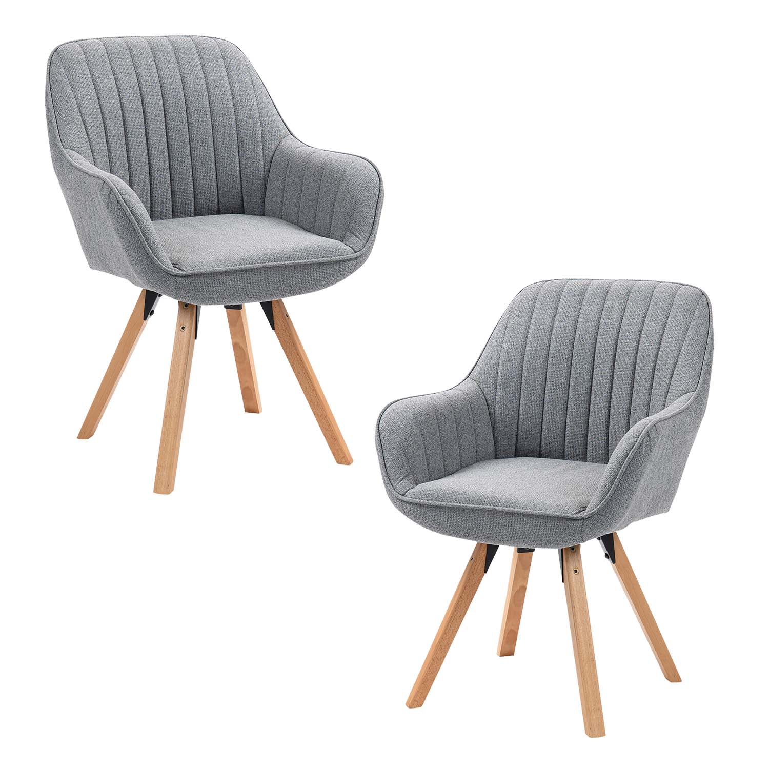 Set of 2 comfortable dining room chairs in gray fabric with 360° swivel - CARSON FABRIC GRAY 2PCS
