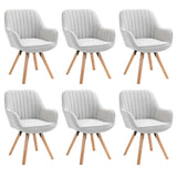 Set aus 6 bequemen Esszimmerstühlen aus beigem Stoff, 360° drehbar – CARSON FABRIC BEIGE 6STK